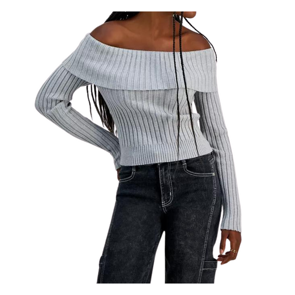 Madden Girl Juniors Off-The-Shoulder Ribbed Sweater