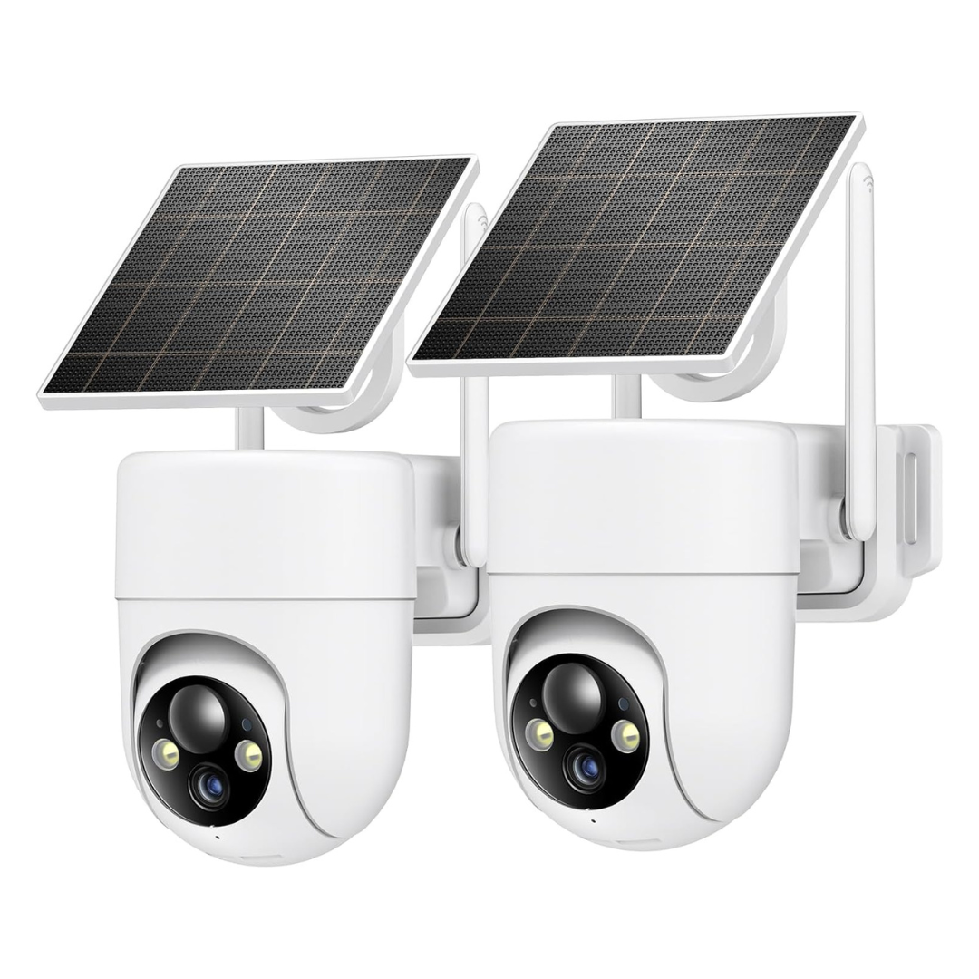 2-Pack Oculview Outdoor Wireless 2K Solar Security Cameras