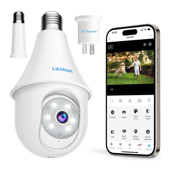 litokam 2.4GHz 4MP Light Bulb Wireless 2K 360 Security Cameras