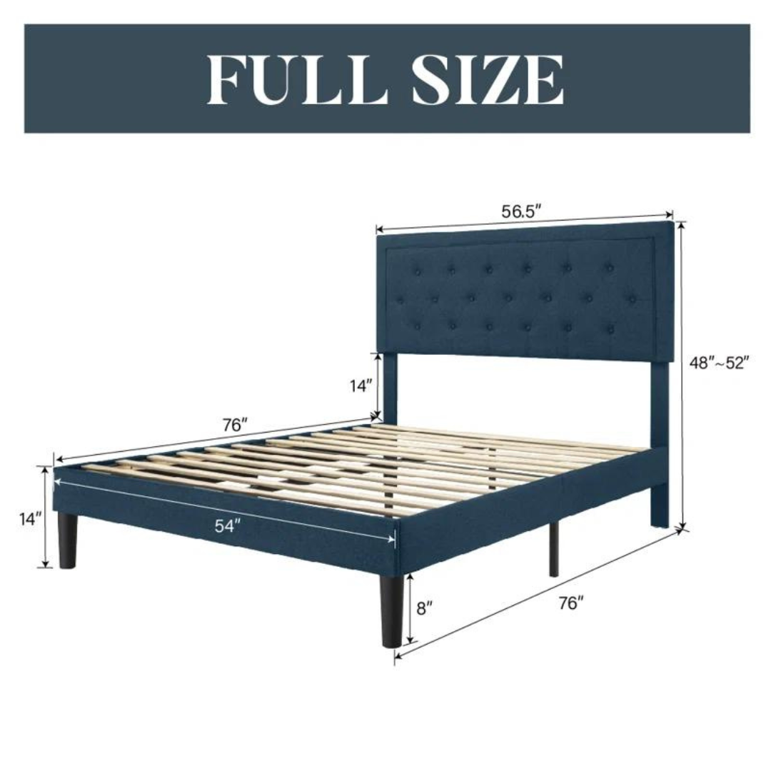 Mercury Row Hegg Tufted Upholstered Platform Bed (Full, Blue)