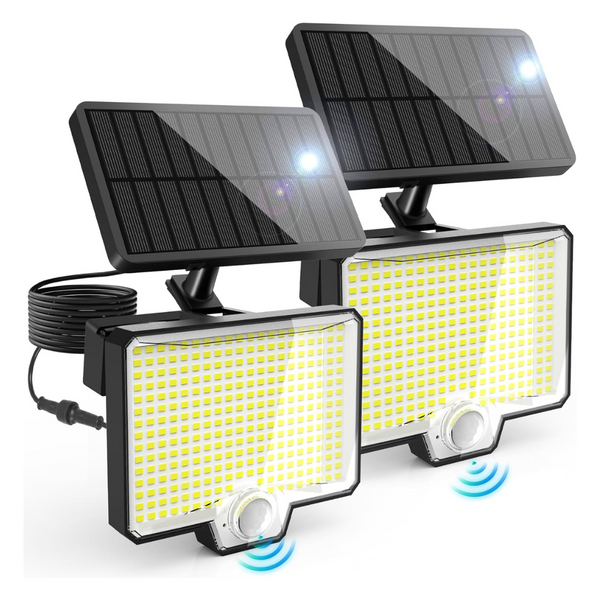 2-Pack Auderwin 2600Lm IP67 Waterproof Solar Flood Lights