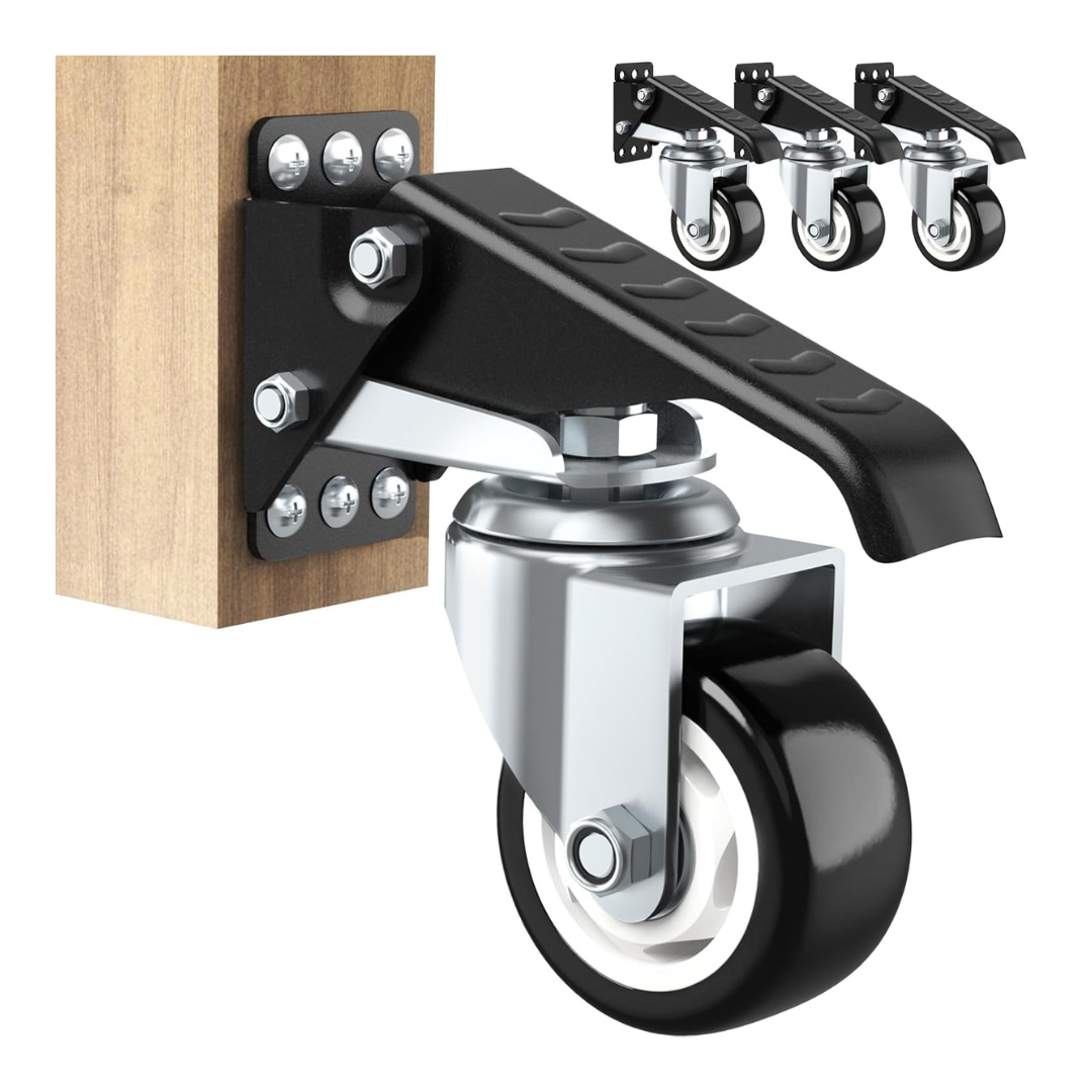 4-Pack 3" Heavy Duty Retractable Workbench Caster