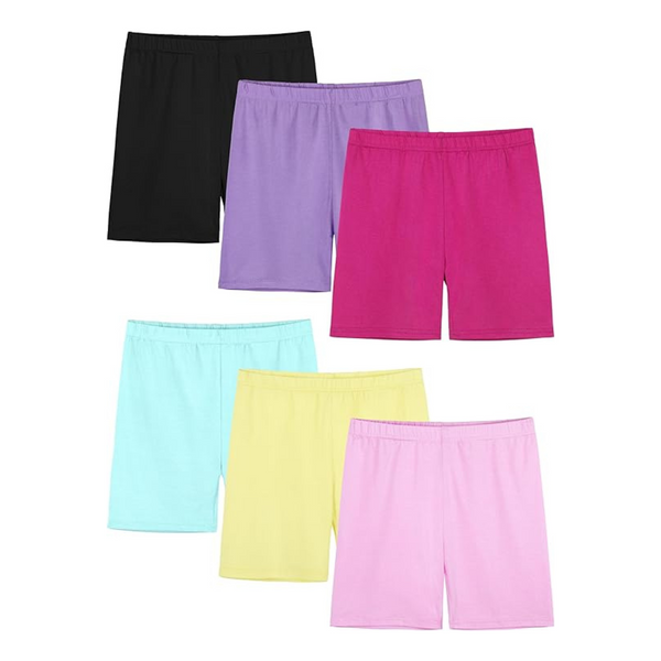 6-Pack Girls Comfortable Elastic Waistband Cartwheel Bike Shorts (Various)