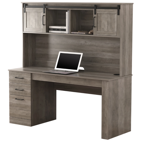 Realspace Peakwood 65" W Computer Desk w/ Hutch & Wireless Charging