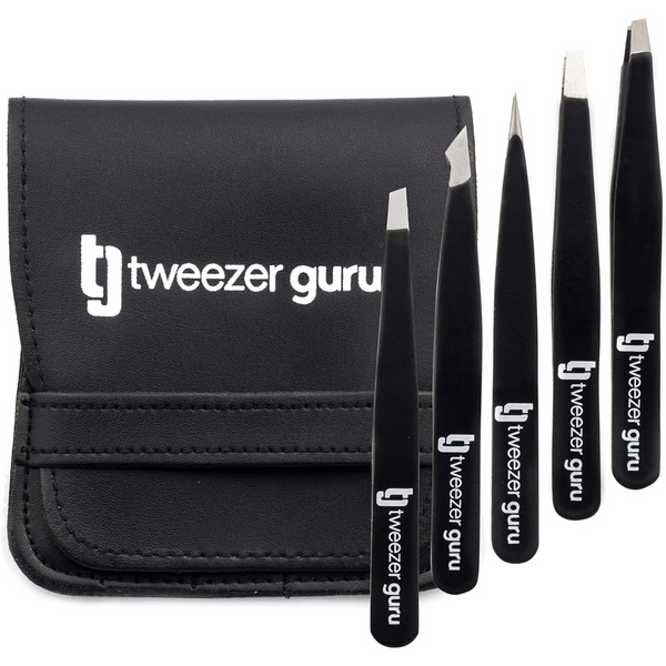 5-Piece Tweezer Guru Slant Tip & Pointed Eyebrow Tweezer Set