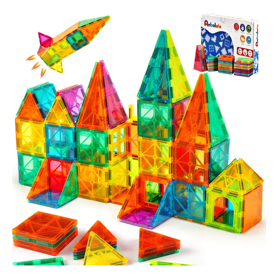 Kids Magnetic Building Tiles Blocks 3D STEM Stacking Toys