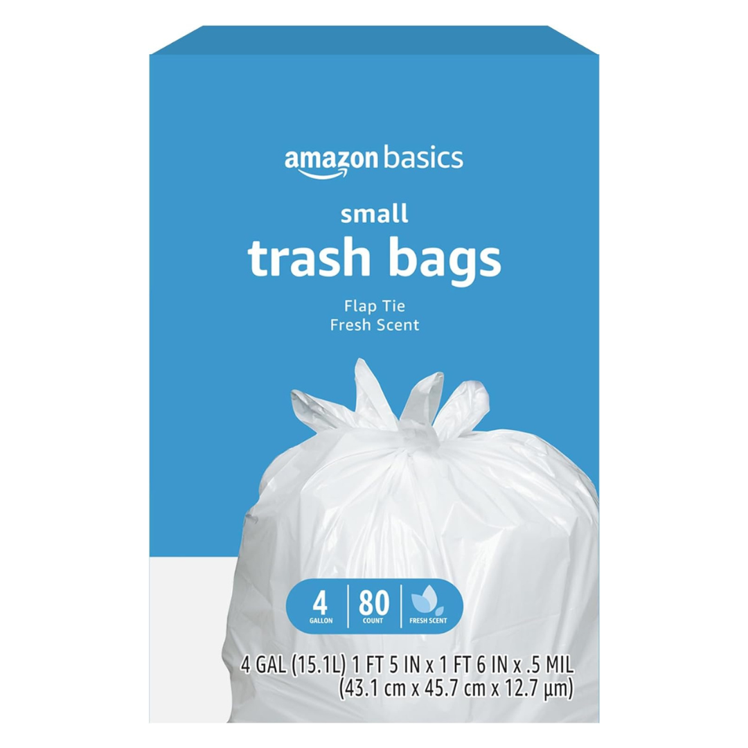 80-Count Amazon Basics 4 Gallon Trash Bags