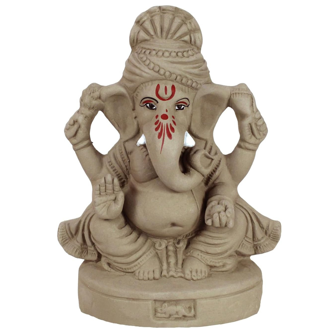 Tied Ribbons 8" Eco Friendly Ganesha Statues