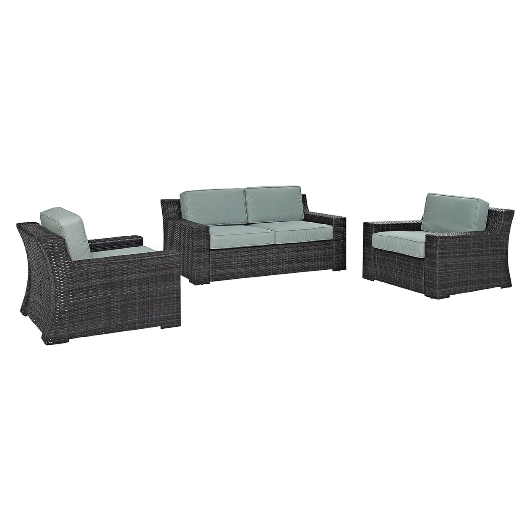 3-Piece Crosley Furniture Beaufort Outdoor Wicker Seating Set