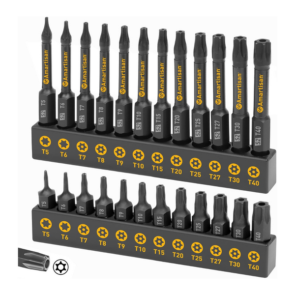 24-Piece Amartisan S2 Alloy Steel Tamper Resistant Drive Bit Set