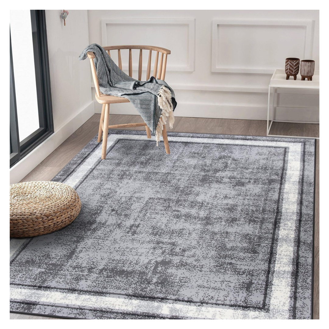 Rugshop Contemporary Distressed Bordered Soft Runner 2'x7' Rug