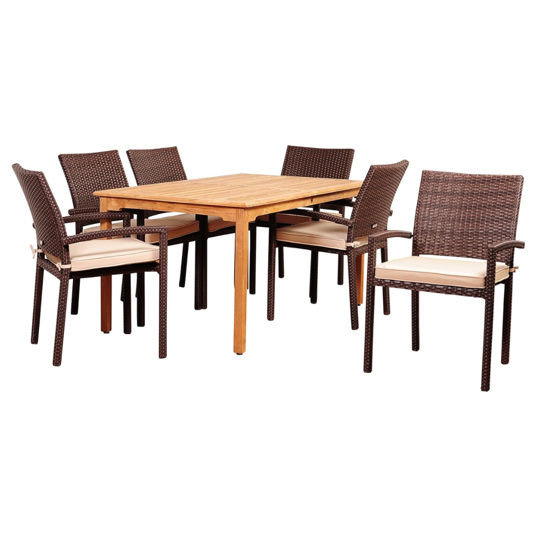 7-Piece Brampton Amazonia Milarm Patio Outdoor Dining Table Set