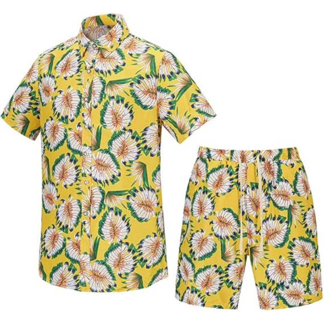 2-Piece Men's Floral Hawaiian Short Sleeve Tracksuits