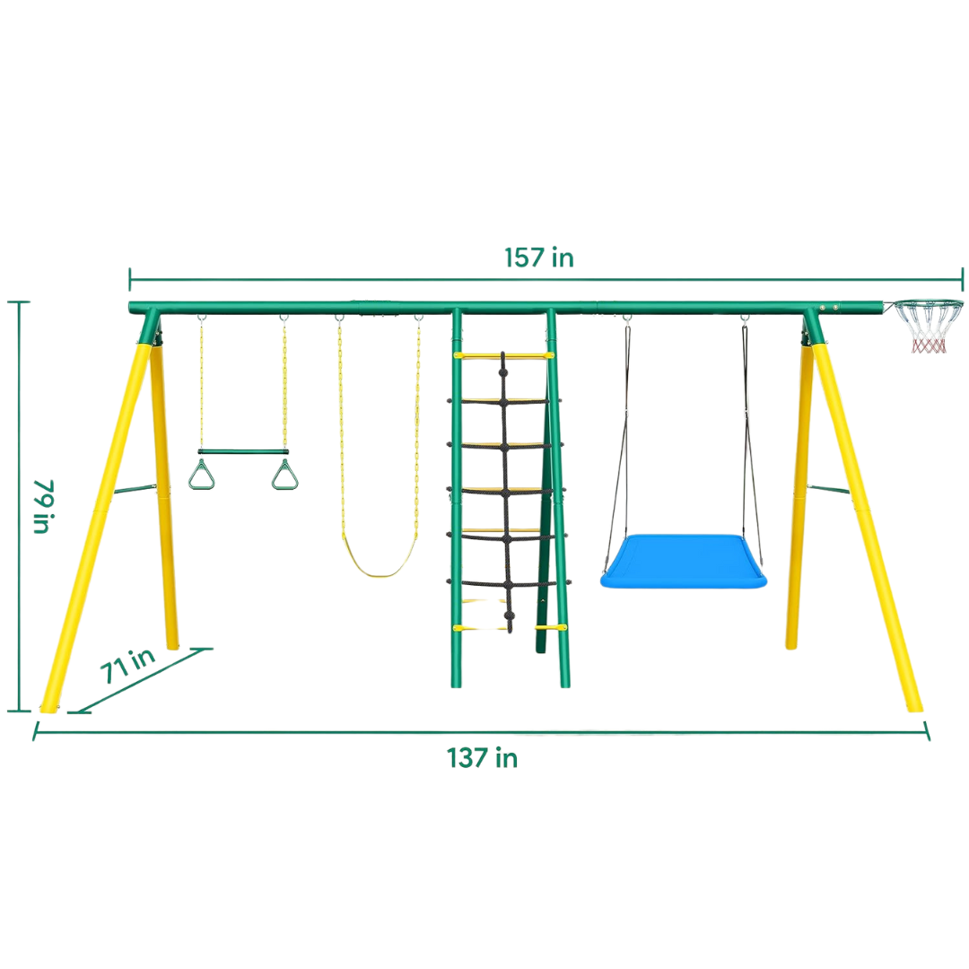 Osoeri Swing 6 In 1 Heavy-Duty Metal Swing Sets