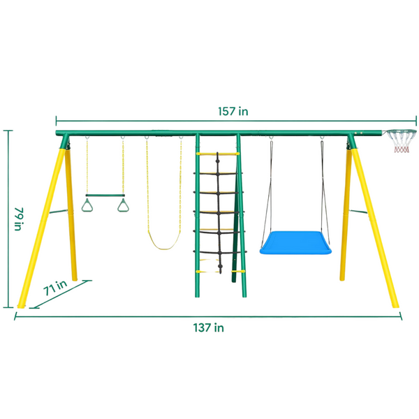 Osoeri Swing 6 In 1 Heavy-Duty Metal Swing Sets