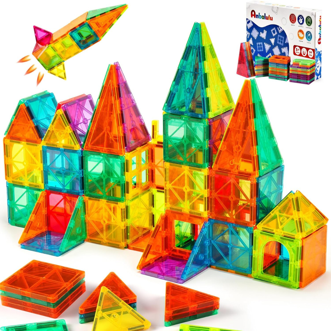 Kids Magnetic Building Tiles Blocks 3D STEM Stacking Toys