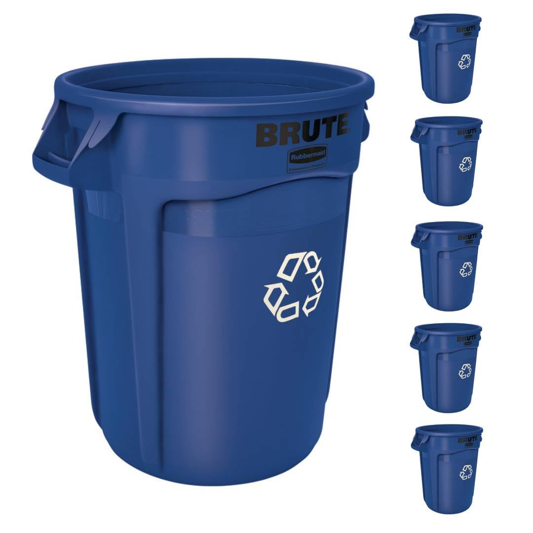 6 Rubbermaid Commercial Products Brute Heavy-Duty Cans