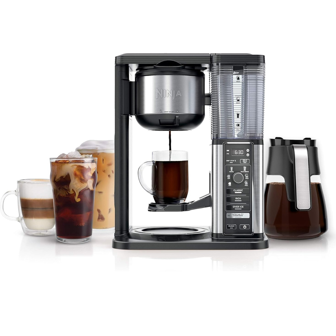 Ninja CM401 Coffee Maker 50 Ounces | Hot, Iced | Small Cup, Travel Mug, 10-Cup Carafe