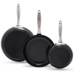 GreenPan Black Pro Infinite8 Ceramic Nonstick 3-Piece Frypan Set