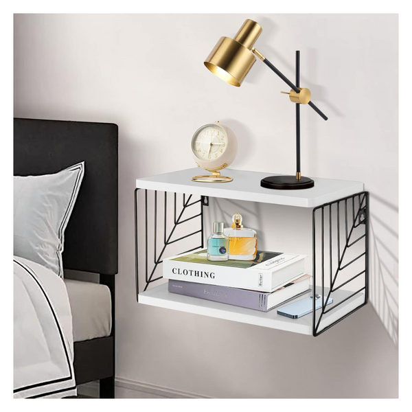 2 Tier Vintage Floating Wall Mounted Bedside Table