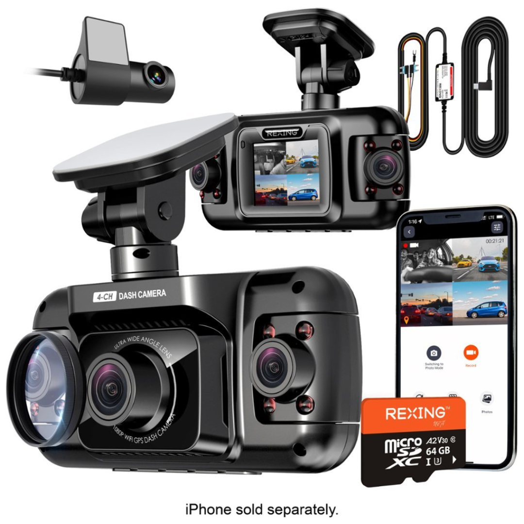 Rexing R4 4 Channel Dash Cam w/All Around 1080p Resolution, Wi-Fi, & GPS