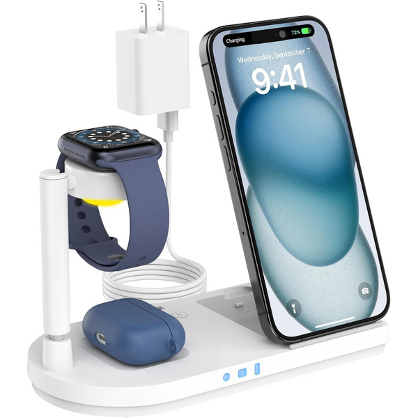 Wireless Charging Station for Apple Devices with Night Light