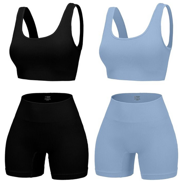 4-Piece Women's Seamless Ribbed High Waist Workout Sets (Various)