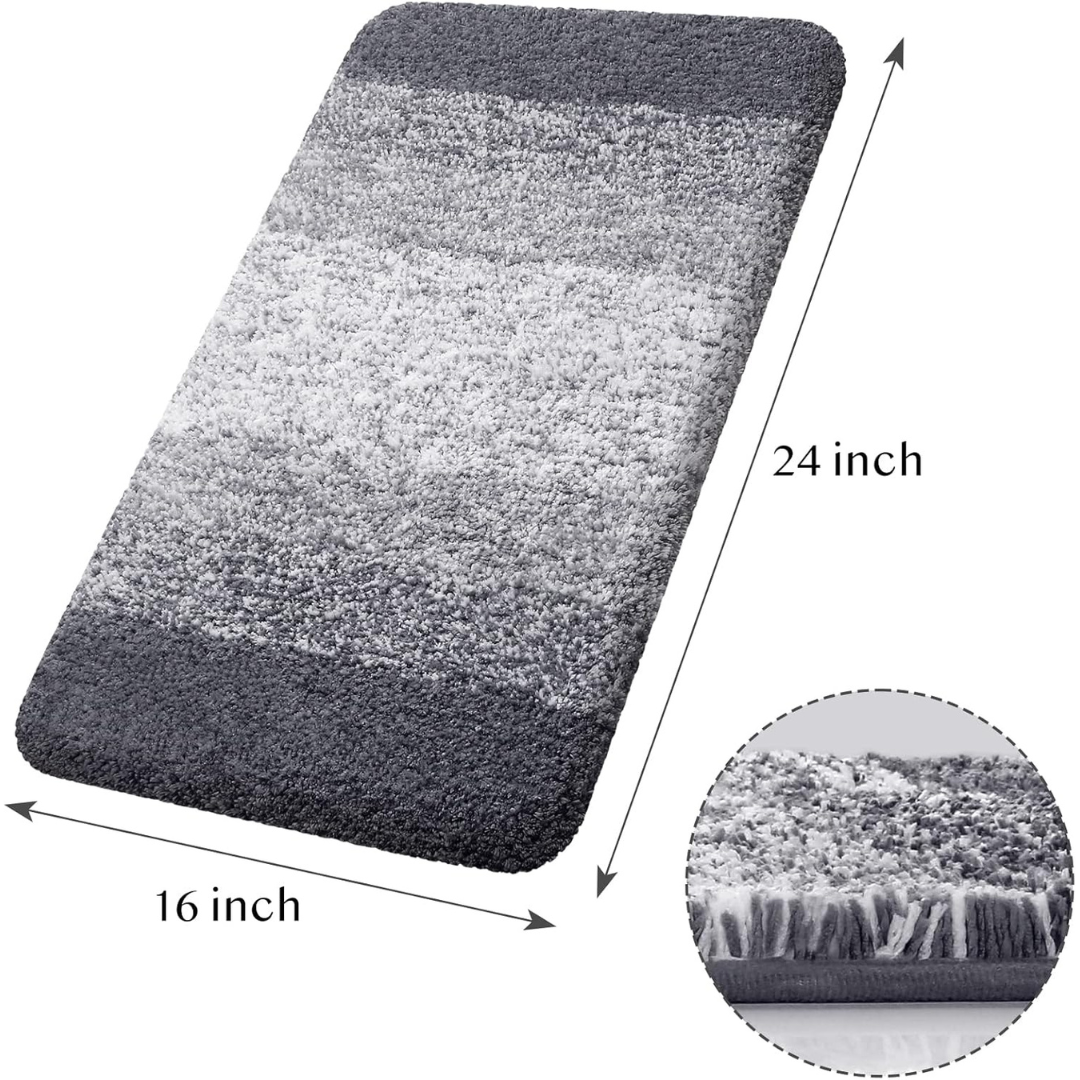 KMAT 16" x 24" Luxury Soft Shaggy Absorbent Non Slip Bathroom Mats