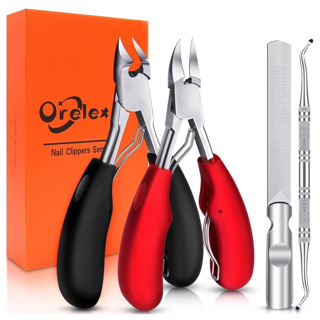 2-Piece Orelex Toenail Clippers for Seniors Thick Toenails