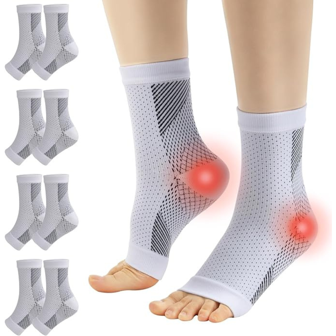 4-Pairs Unisex Neuropathy Plantar Fasciitis Ankle Brace Socks