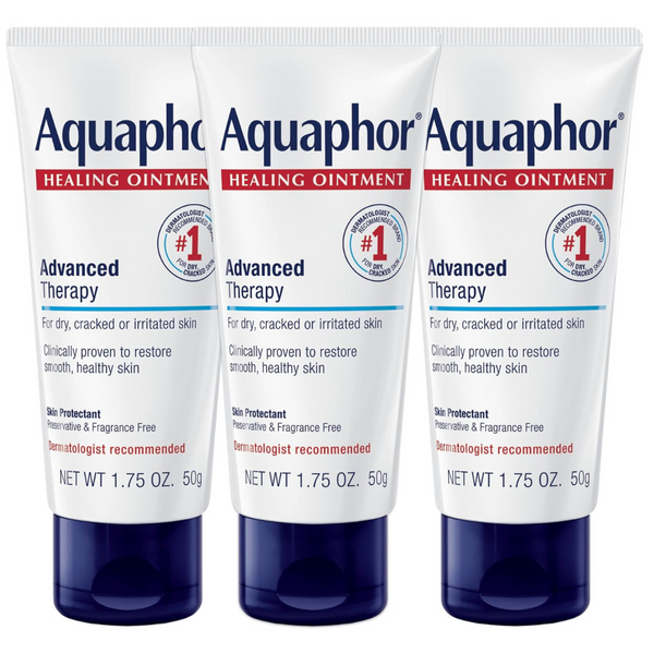 Aquaphor Healing Ointment Advanced Therapy Skin Protectant, Dry Skin Body Moisturizer (3 Tubes)