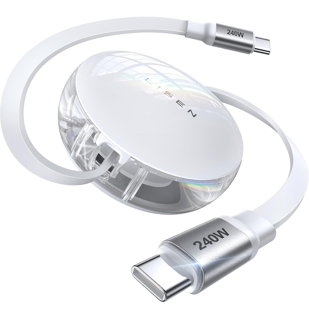 LISEN 240W USB-C To USB-C Retractable Charging Cable