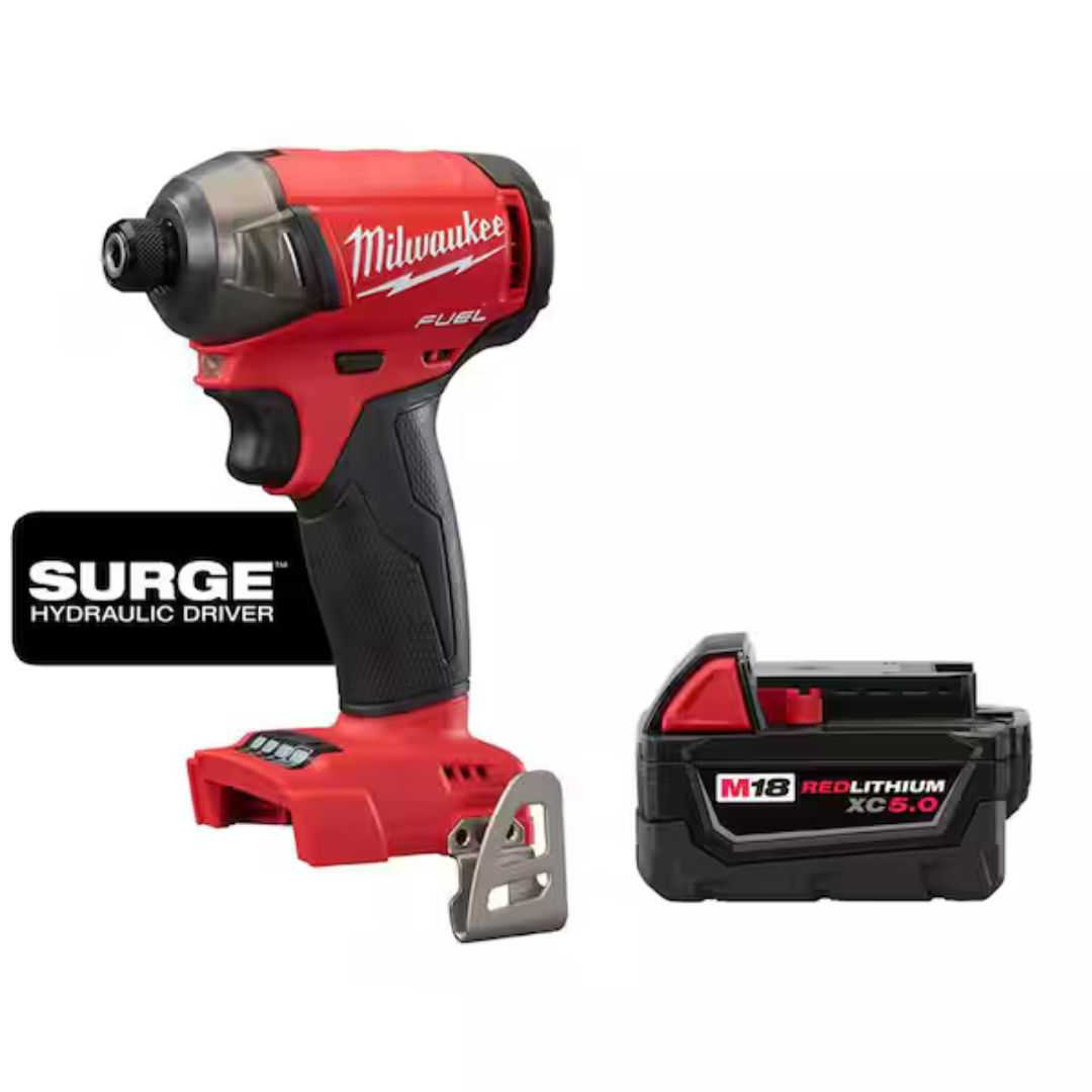 Milwaukee M18 Fuel Surge 18V Brushless Cordless 1/4" Hex Impact Driver + 5Ah Battery