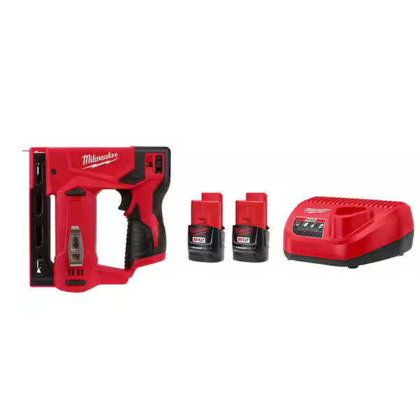 Milwaukee M12 12V Cordless 3/8" Crown Stapler + 2Ah Battery w/Charger