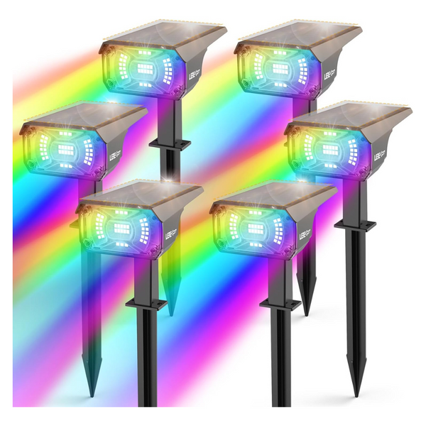 6-Pack Lerekam Solar Outdoor Waterproof Color Changing Spotlights