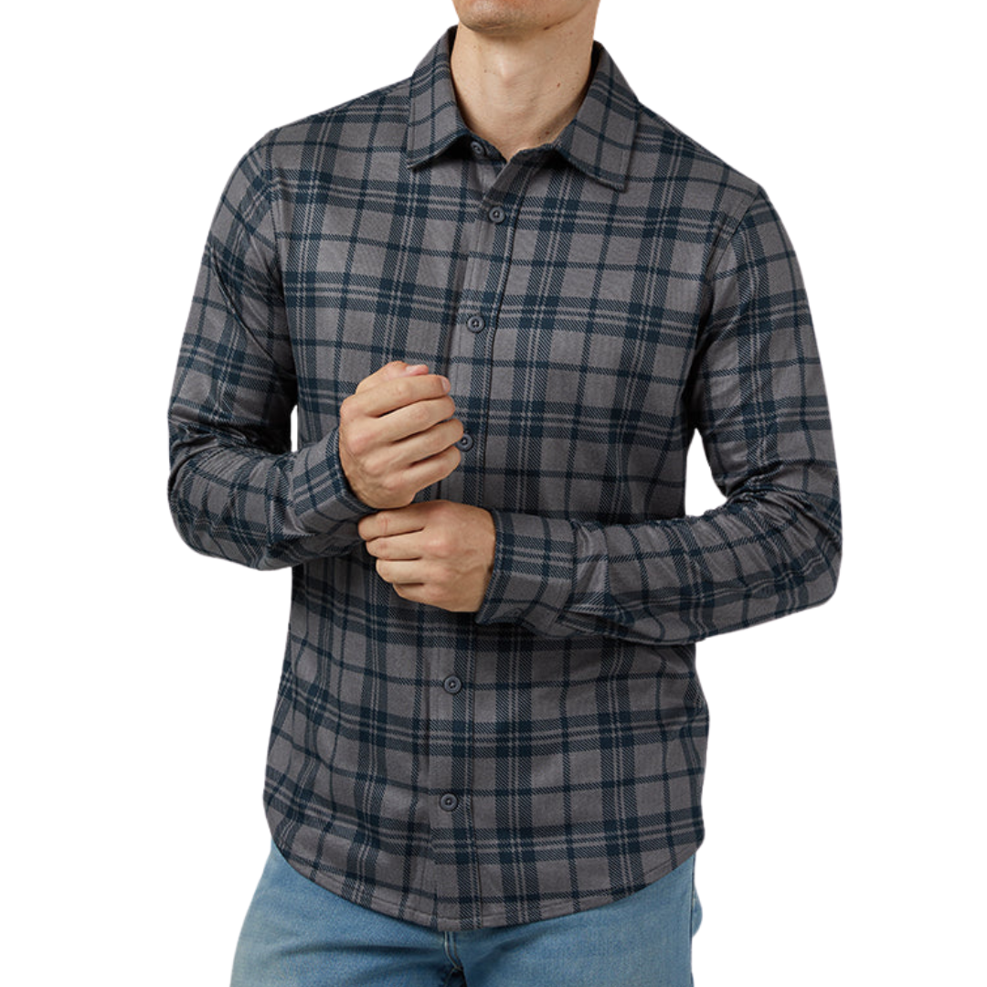 32 Degrees Men's Soft Stretch Knit Long Sleeve Button-up Shirts