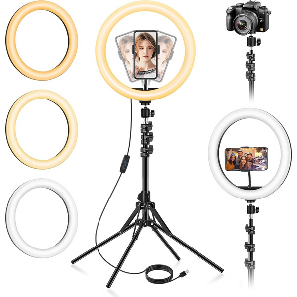 13'' Ring Light with Floor Tripod and Desk Stand