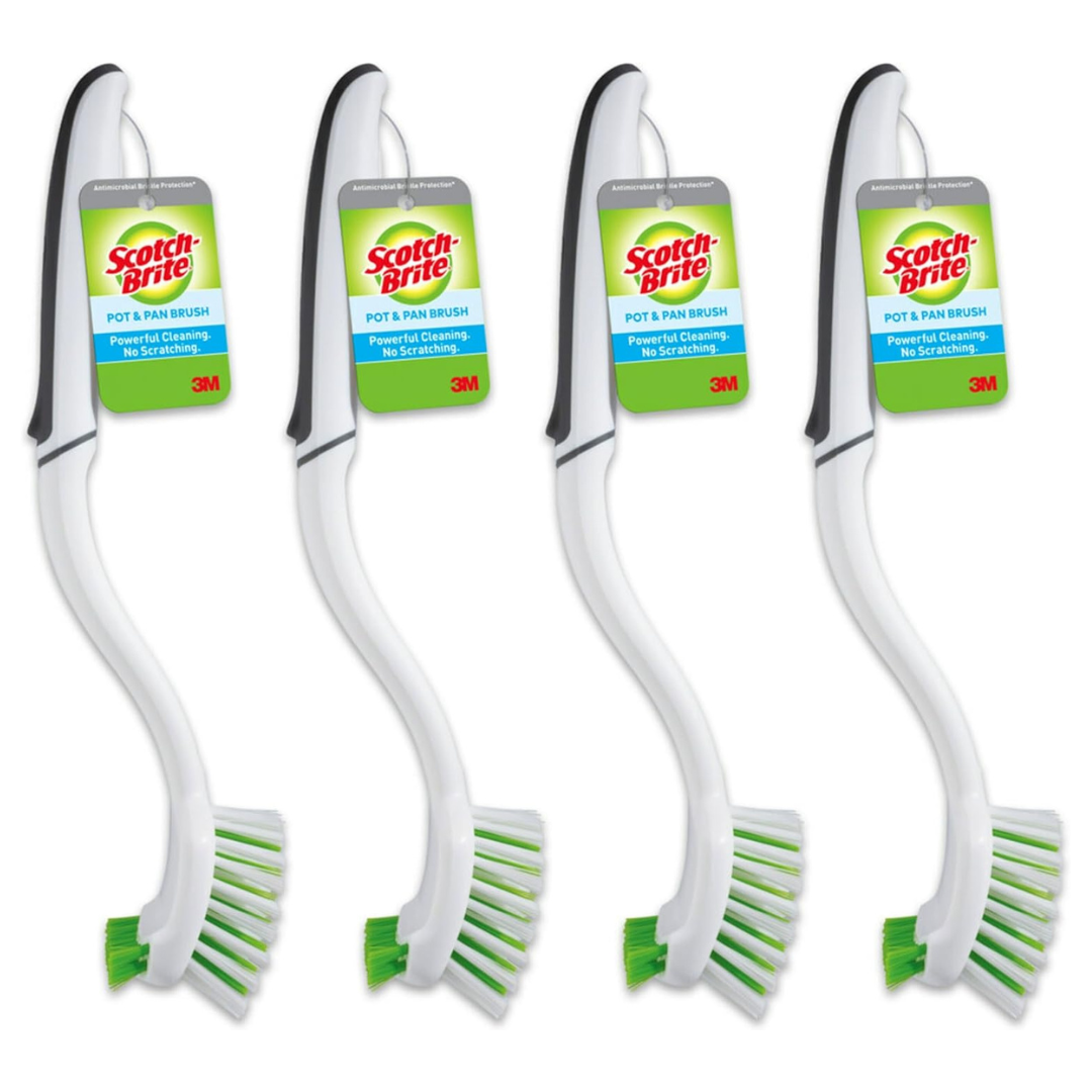 4-Pack Scotch-Brite Pot and Pan Brush for Cleaning Kitchen and Household