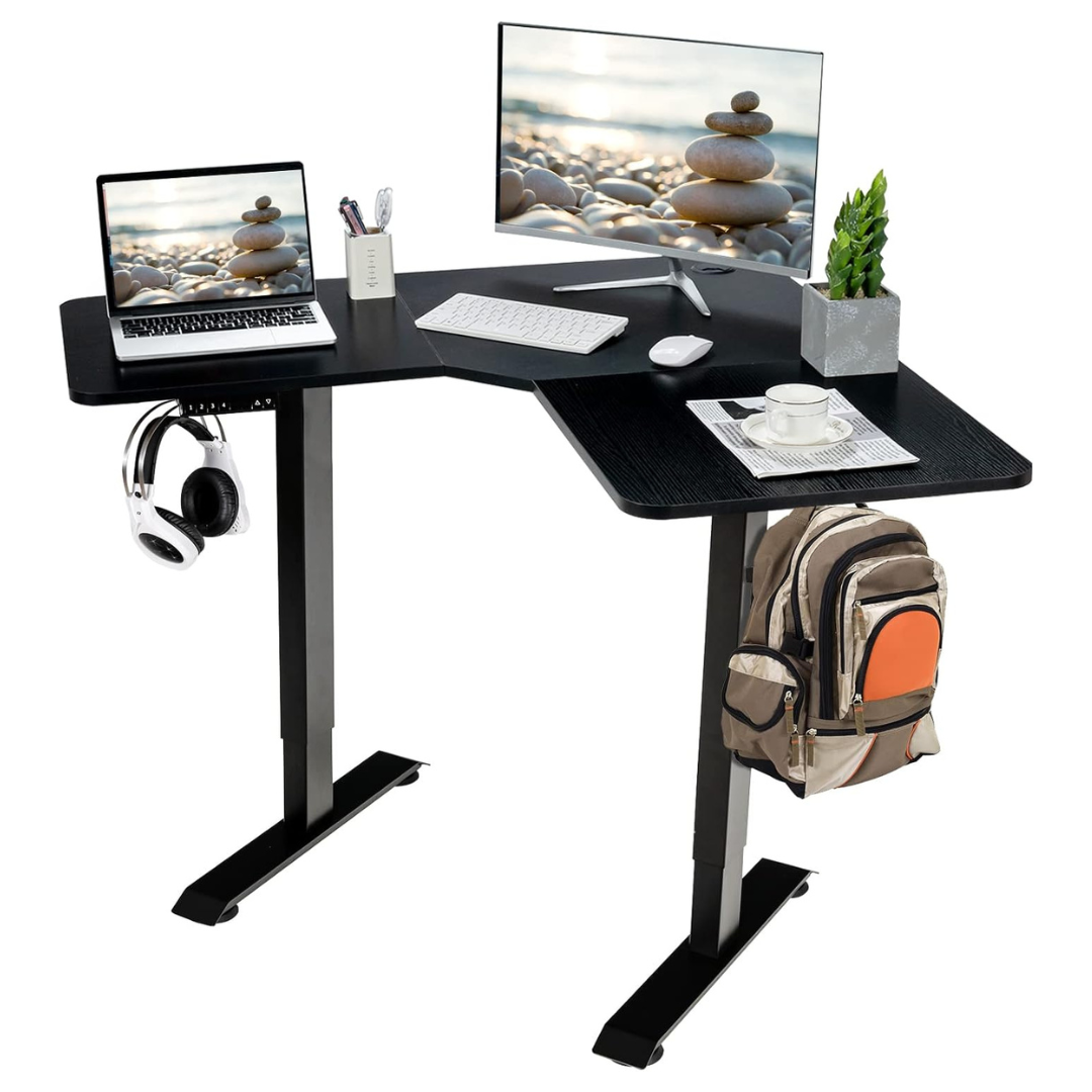 59.5" L Shaped Height Adjustable Electric Standing Desk