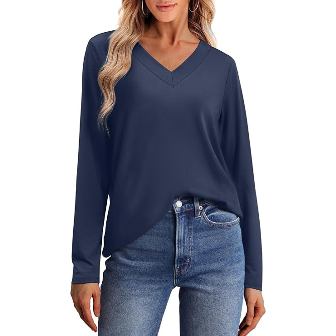 Women's Casual V Neck Long Sleeve Shirts (Various)