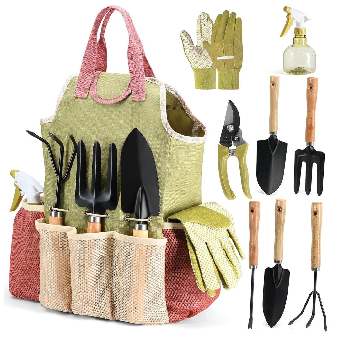 10-Piece Complete Heavy Duty Garden Tools Set With Fashion Handbag