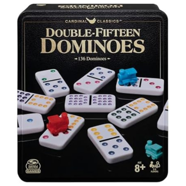 Spin Master Games Double Fifteen Dominoes Set In Storage Tin