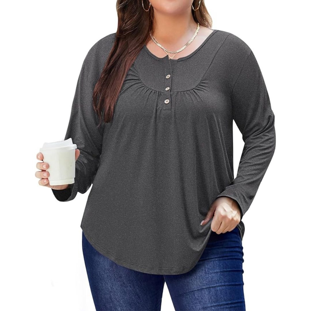 Karalin Women's Plus Size Pleated Flowy Fall Tunic Tops (Various)