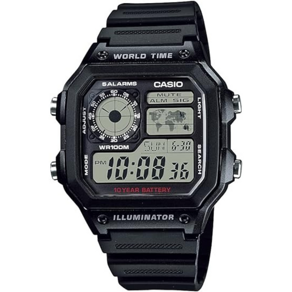 Casio Men's World Time Digital Chronograph Watch (AE-1200WH-1AVCF)