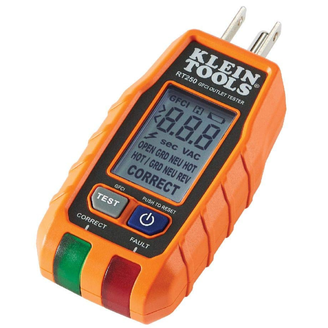 Klein Tools RT250 GFCI Outlet Tester With LCD Display