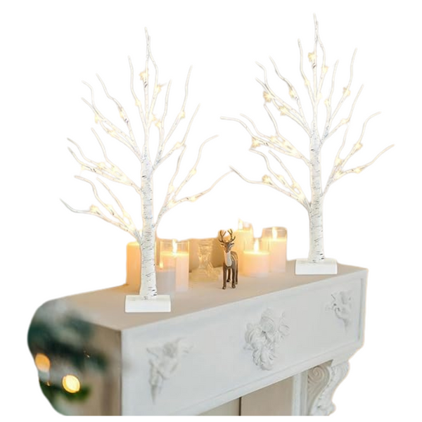 2-Pack Peiduo 2Ft Warm White Light Up Birch Tree Lamp