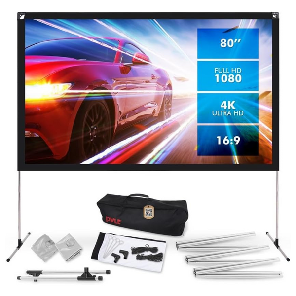 Pyle 80" 16:9 HD 4K Portable Movie Projection Display Screen W/Stand