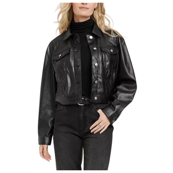 Universal Thread Women's Plus Button Up Faux Leather Moto Jacket