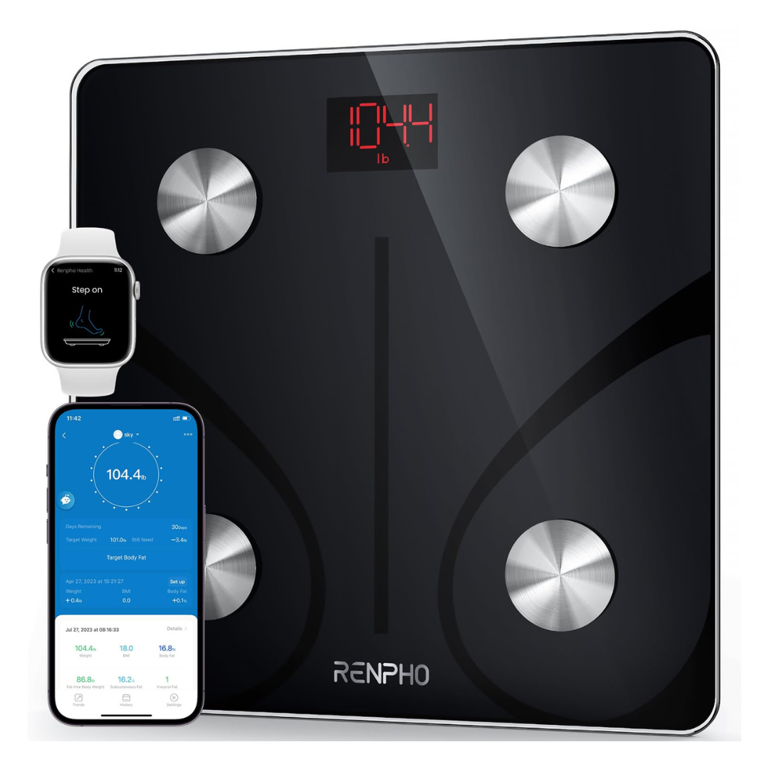 Smart Digital Bathroom Weighing Scale With Smartphone App, 400lbs