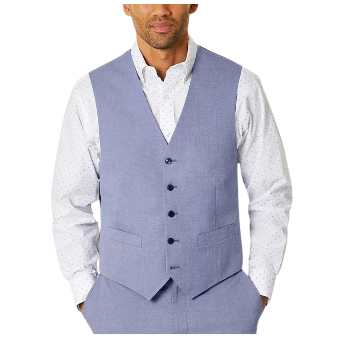 Tommy Hilfiger Men's Modern-Fit TH Flex Stretch Chambray Suit Separate Vest